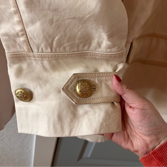 NWT Free People Top Notch Leather Jacket Pea Coat Conch - Picture 5 of 9